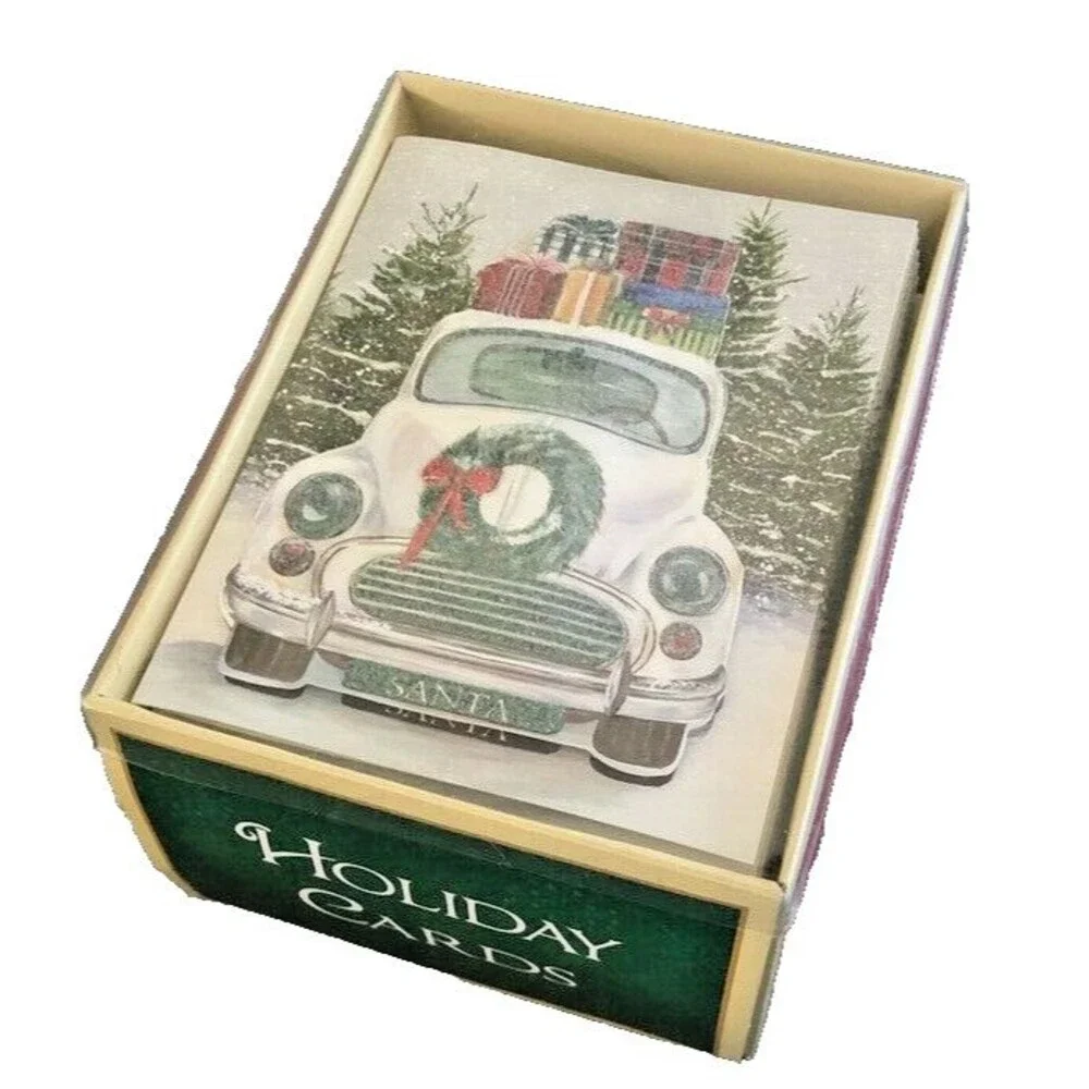 Christmas Boxed Cards Farm Truck Cut Out 18 Cards and Envelopes Presents Holiday